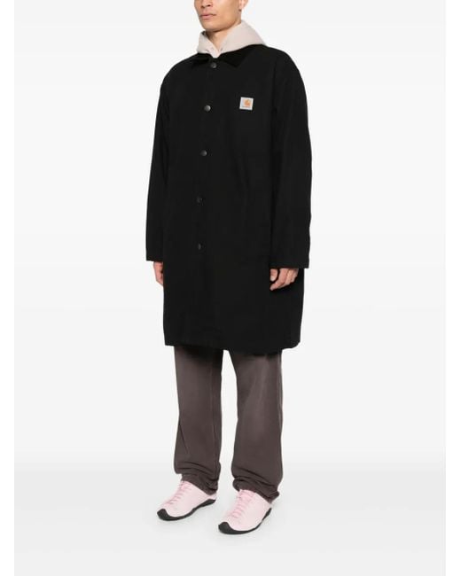 Carhartt Black Webster Button-Fastening Logo-Patch Coat for men