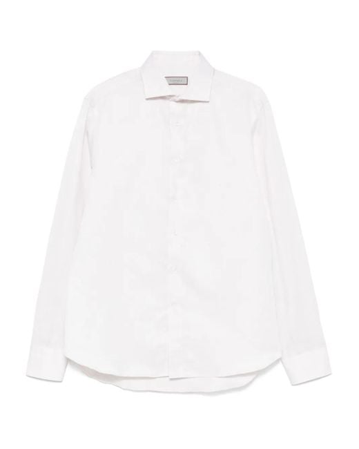 メンズ Canali カッタウェイカラー シャツ White