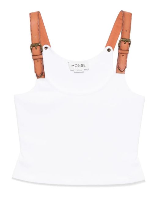 Monse White Leather strap tank top