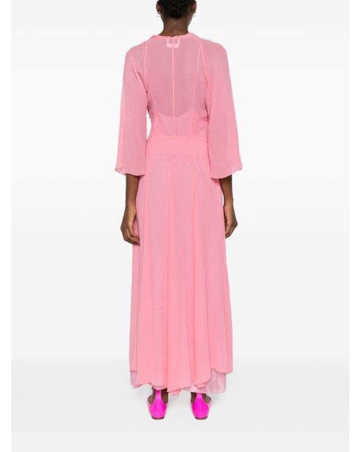 Forte Forte Pink Flared Crinkled Maxi Dress