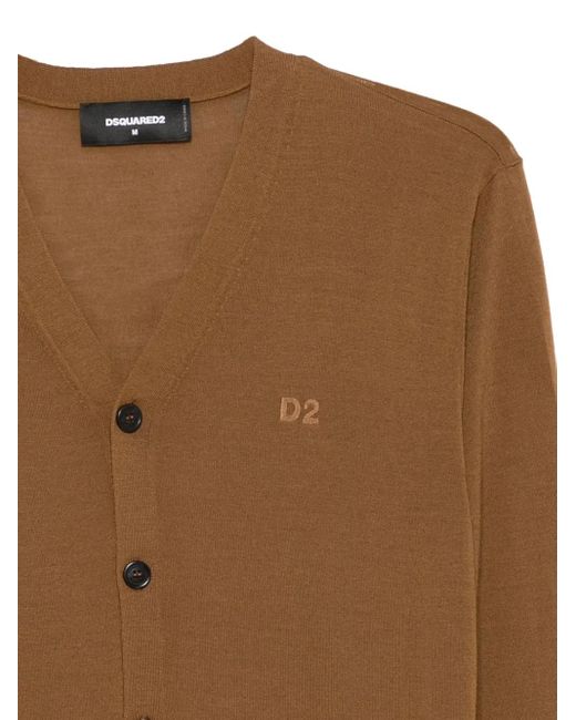 DSquared² Brown Logo-Embroidered Cardigan for men