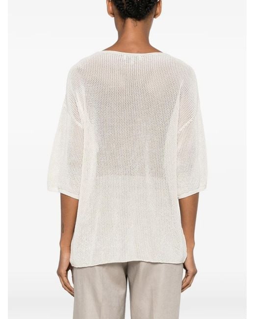 Antonelli Natural Magnolia Crew Neck Knitted Top