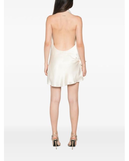 Arcina Ori White Rosa Draped Halterneck Mini Dress