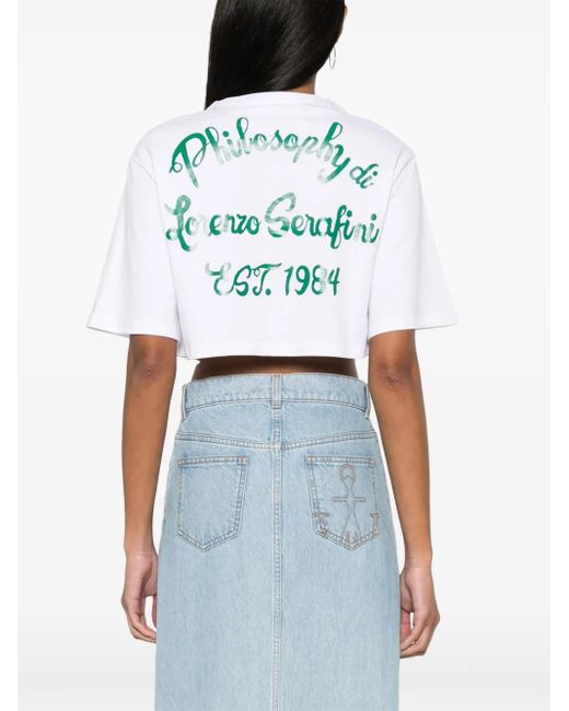 Philosophy Di Lorenzo Serafini White Logo-Print Cotton T-Shirt