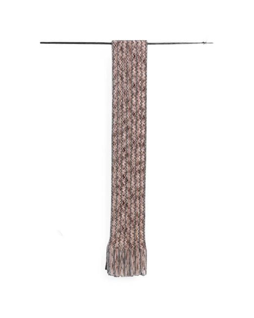 Missoni White Zigzag-Knit Fringed Scarf