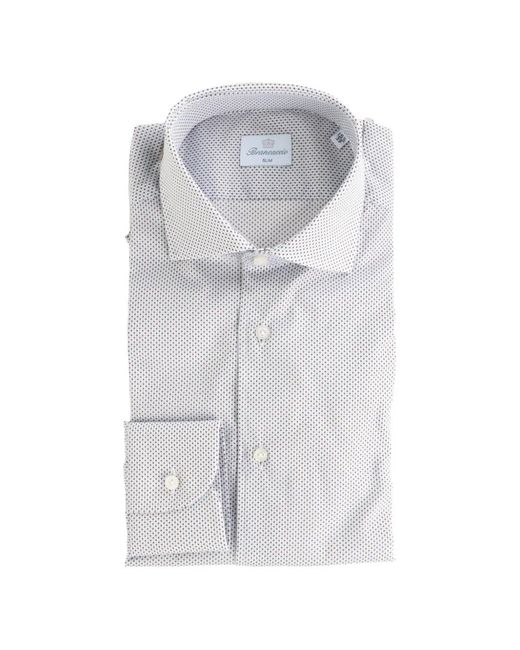 BRANCACCIO White Micro-Patterned Slim-Fit Shirt for men