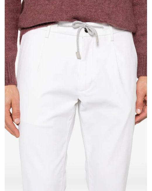 Eleventy White Drawstring Trousers for men
