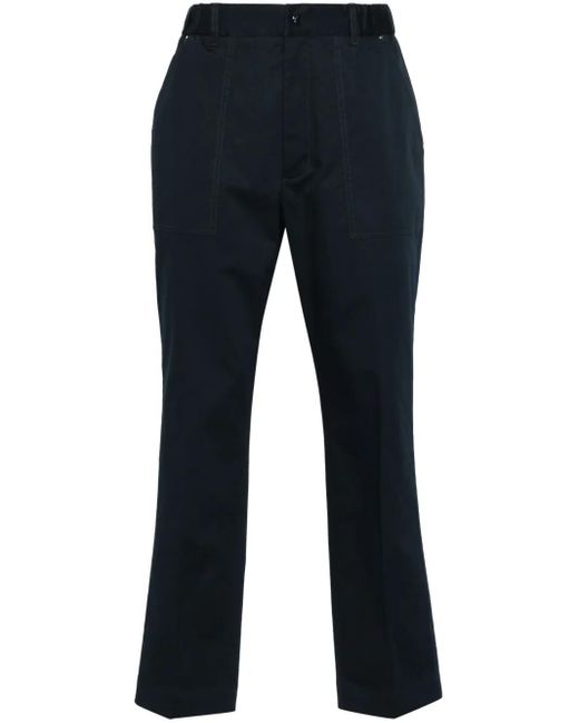 Moncler Blue Garbardine Weave Straight Trousers for men