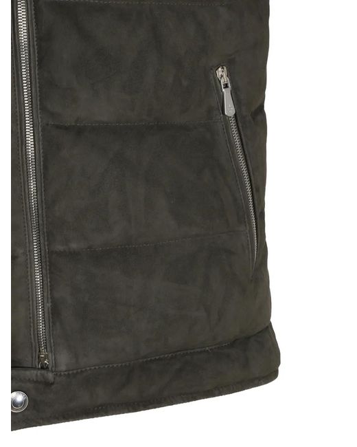 Eleventy Gray Quilted Hooded Gilet for men