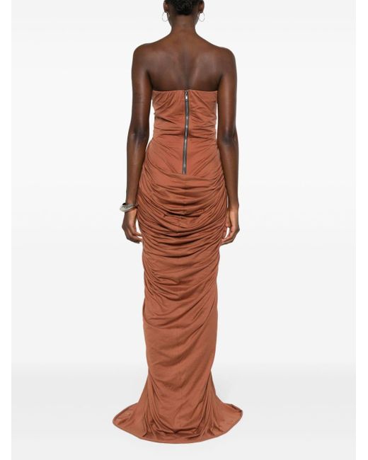 Rick Owens Brown Radiance Ruched Maxi Dress
