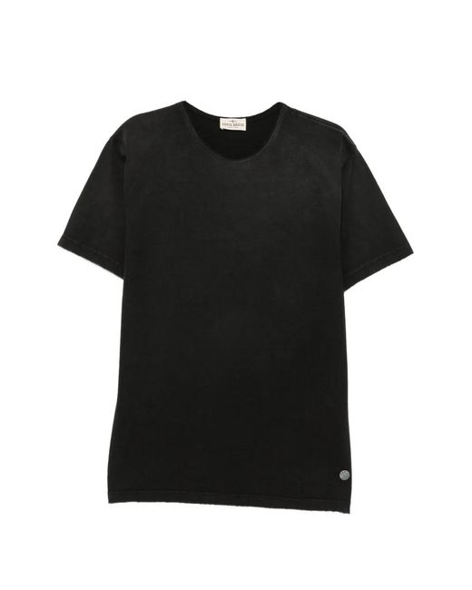 Antik Denim Black Faded-Effect Logo-Plaque T-Shirt for men