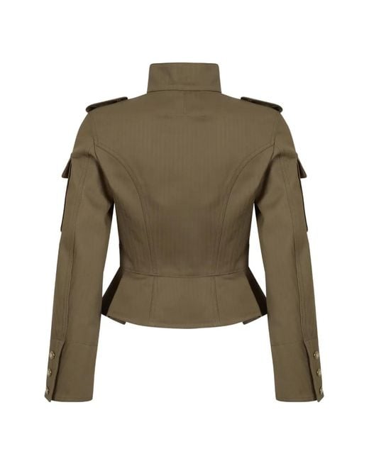 McQueen Green Buttoned-Up Peplum Jacket
