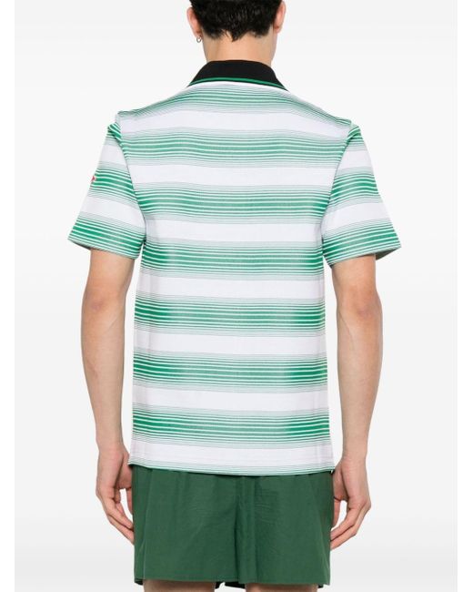 Casablancabrand Green Logo-embroidered Striped Polo Shirt for men