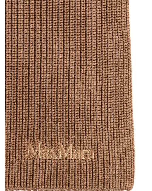 Max Mara Brown Ribbed High-Neck Virgin-Wool Scarf