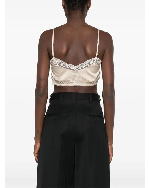 Simone Rocha Natural Lace-Trim Top