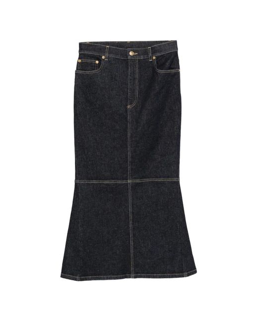 Moschino Black Denim Panelled Flared Skirt