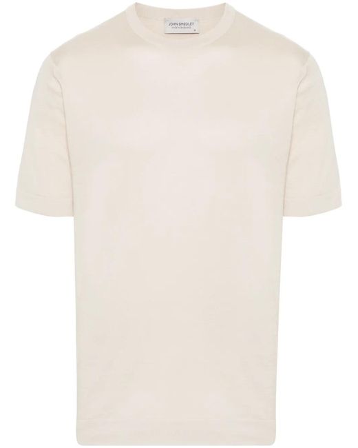 John Smedley White Fine-Knit Cotton T-Shirt for men