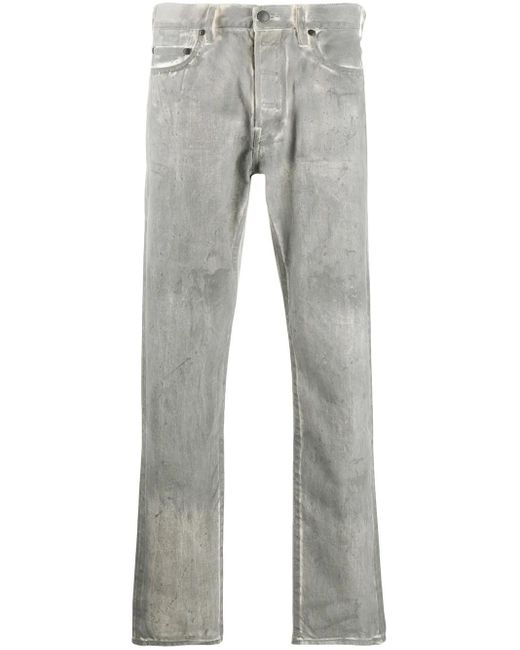 John Elliott Gray Coated Denim Jeans for men
