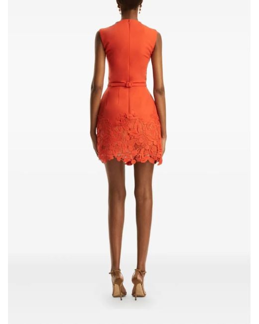 Robe Courte En Dentelle Oscar de la Renta en coloris Orange