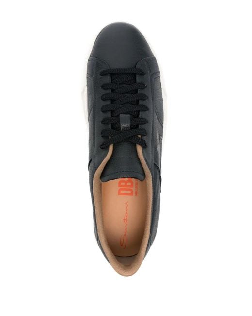 Santoni Gray Premium Leather Sneakers For Fall 2024 for men