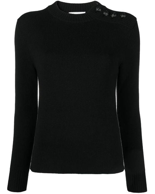 Rabanne Black Buttoned Mock-Neck Sweater