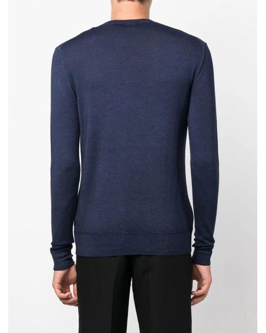 Aspesi Blue Fine-Knit Slim-Cut Jumper for men