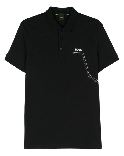 Boss Katoenen Poloshirt Met Logo in het Black voor heren