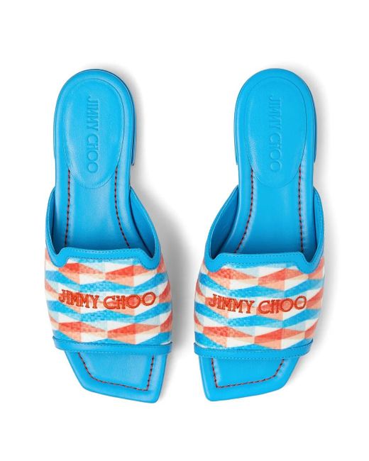 Jimmy Choo Blue Diamond Woven Nako Slides
