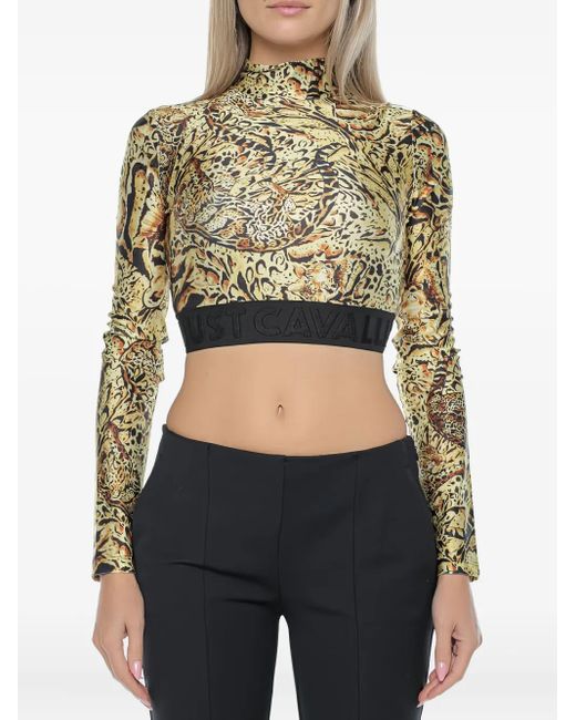 Just Cavalli Black Animal-Print T-Shirt