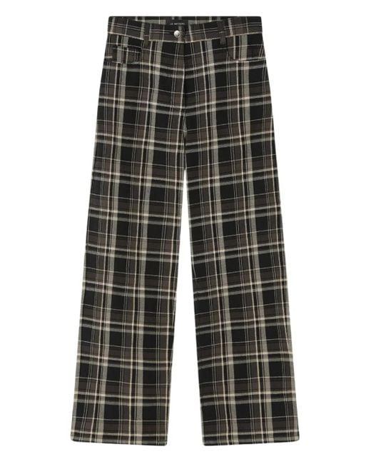 Lee Mathews Gray Elliot Checked Wide-Leg Trousers