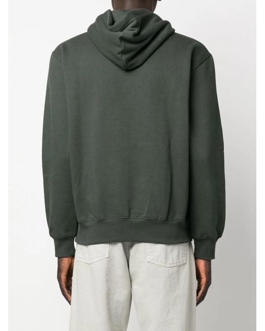 Carhartt Green Embroidered-Logo Long-Sleeve Hoodie for men