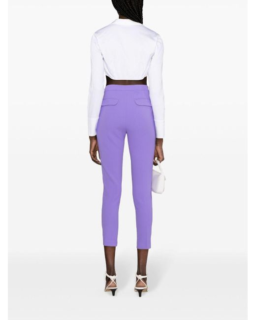 Pantalones ajustados con placa del logo Elisabetta Franchi de color Purple