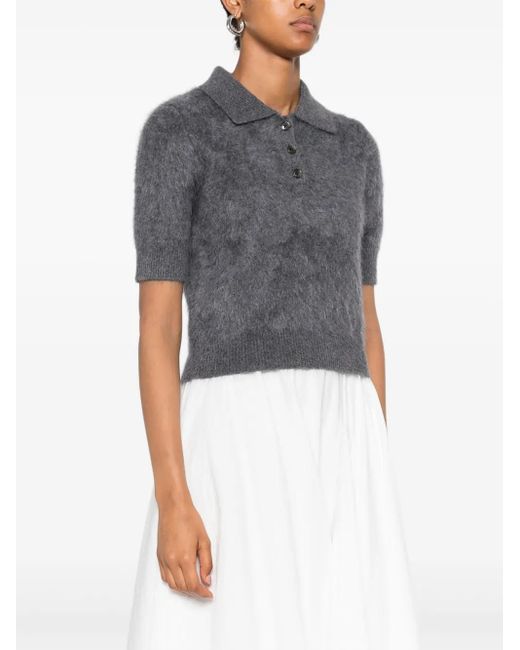 Lisa Yang Gray Short-Sleeve Polo Top