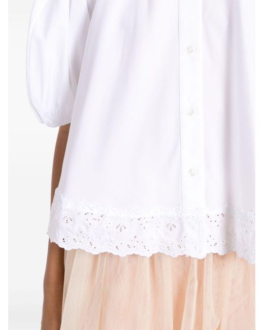 Simone Rocha White Puff-sleeve Cotton Shirt