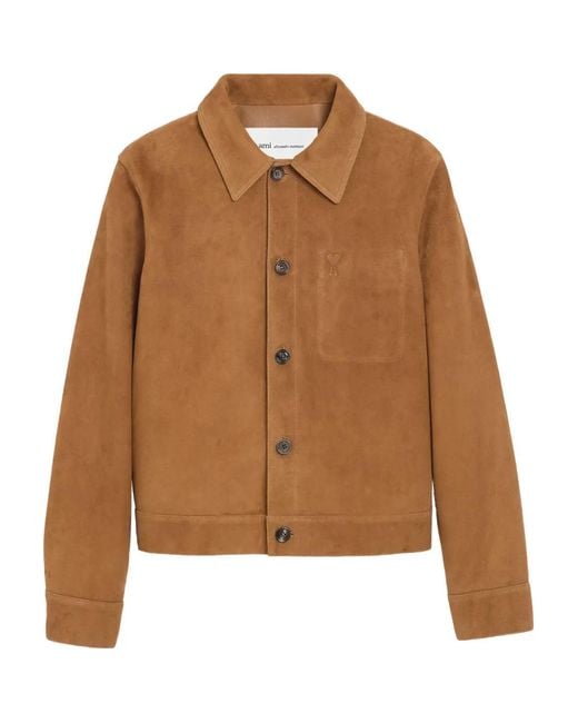 AMI Brown Ami De Coeur Buttoned Jacket for men