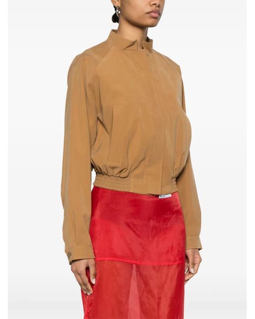 Gcds Natural Cropped Tailoring Bomber Jacket