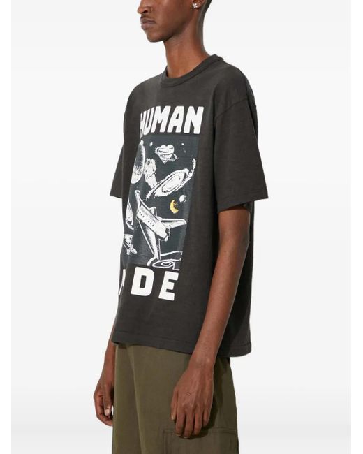 Human Made Black Graphic-Print T-Shirt for men