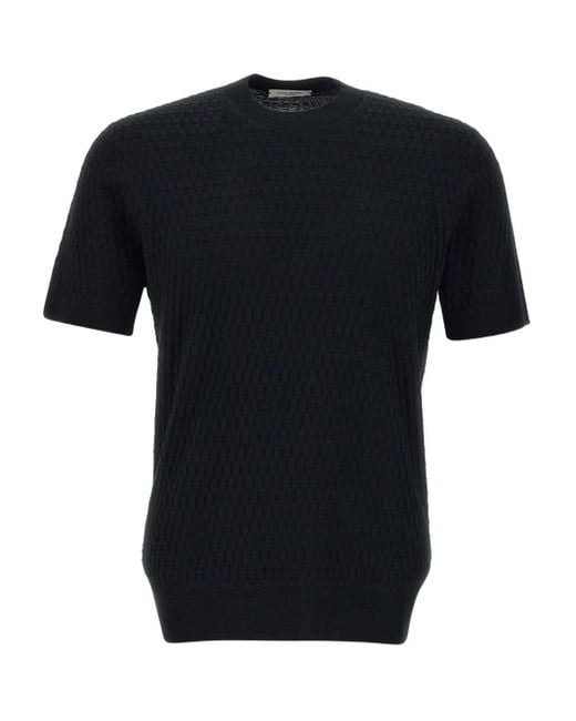 メンズ Paolo Pecora パターンジャカード Tシャツ Black