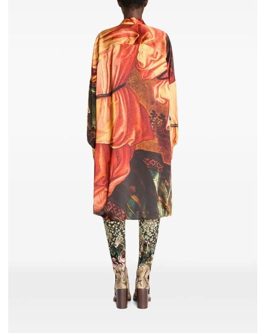 Dries Van Noten Orange Silk Shirt Dress