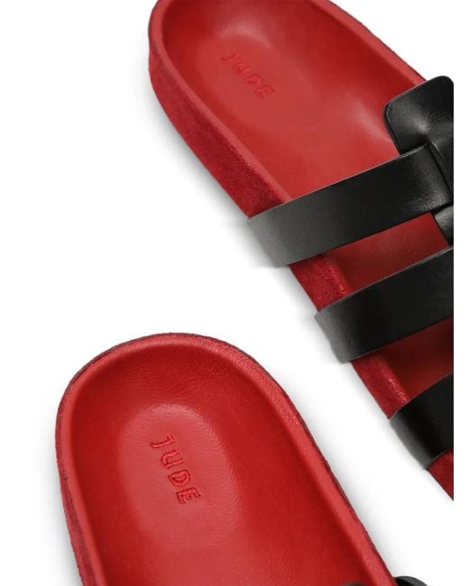 Jude White Dusty Caged Leather Slides