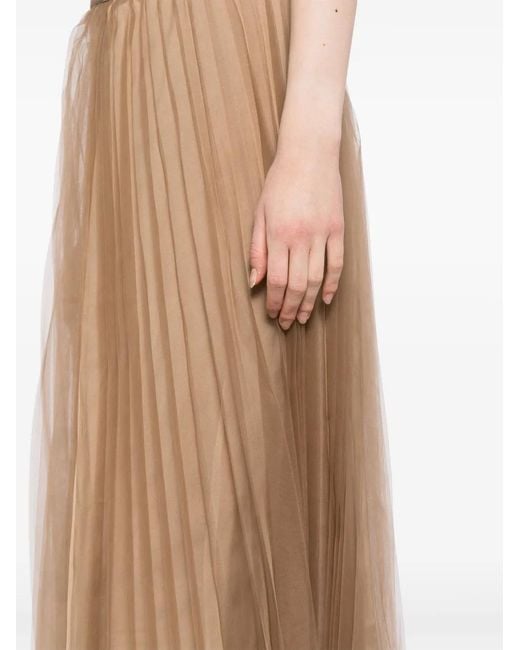 JNBY Brown Pleated A-Line Skirt