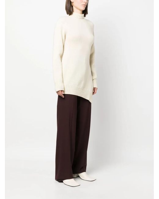 Jil Sander White Asymmetric-hem Jumper
