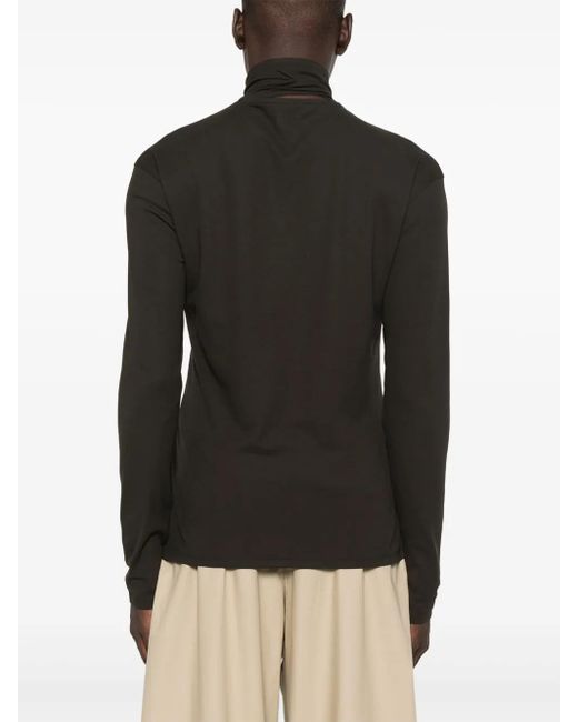Lemaire Black Funnel-Neck Long-Sleeve Sweater for men