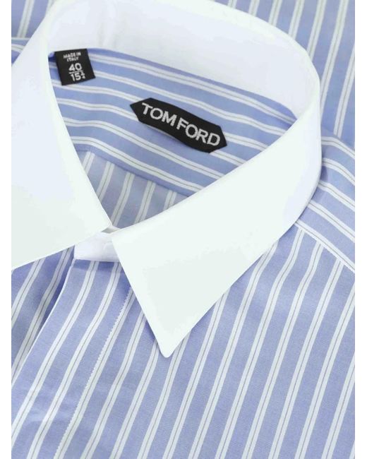 Tom Ford Blue Striped Button Shirt for men