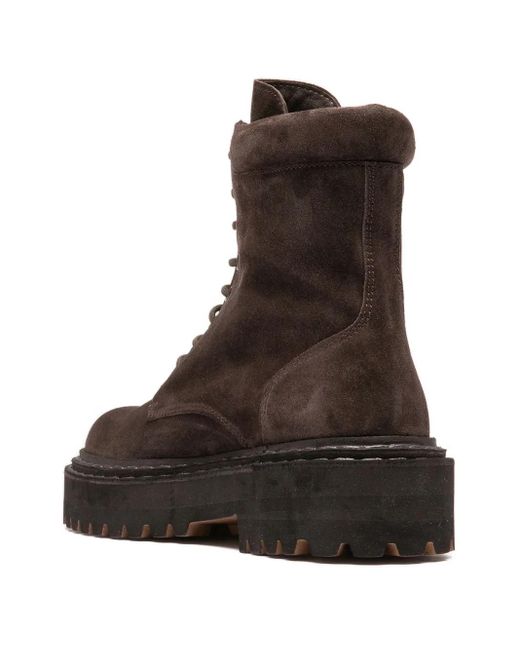 Officine Creative Brown Blossom Lace-Up Boots