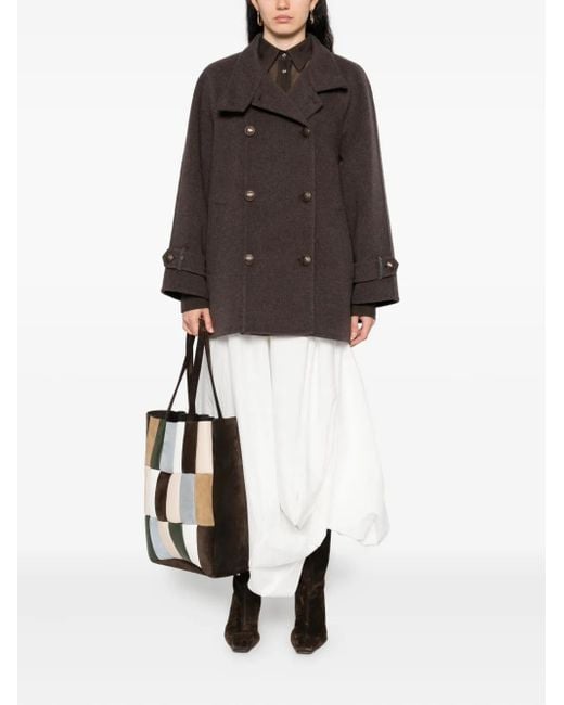 Brunello Cucinelli Brown Double-Breasted Buttoned Coat