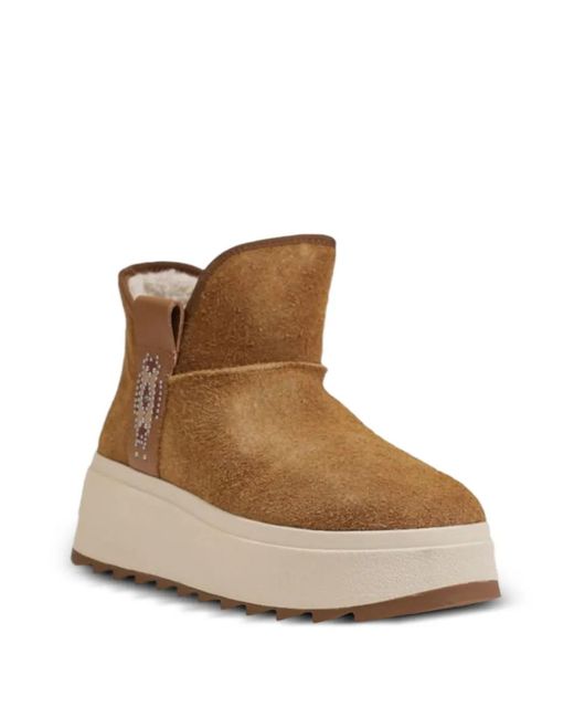 Ash Brown Moon Platform Ankle Boots