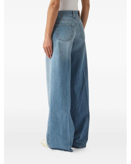 PT Torino Blue Wide-Leg Faded Jeans