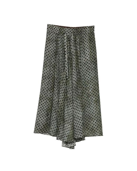 Ziggy Chen Gray Geometric-Print Drawstring Skirt