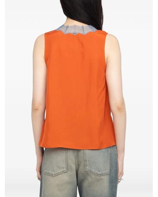 Zadig & Voltaire Orange Tasao Silk Camisole